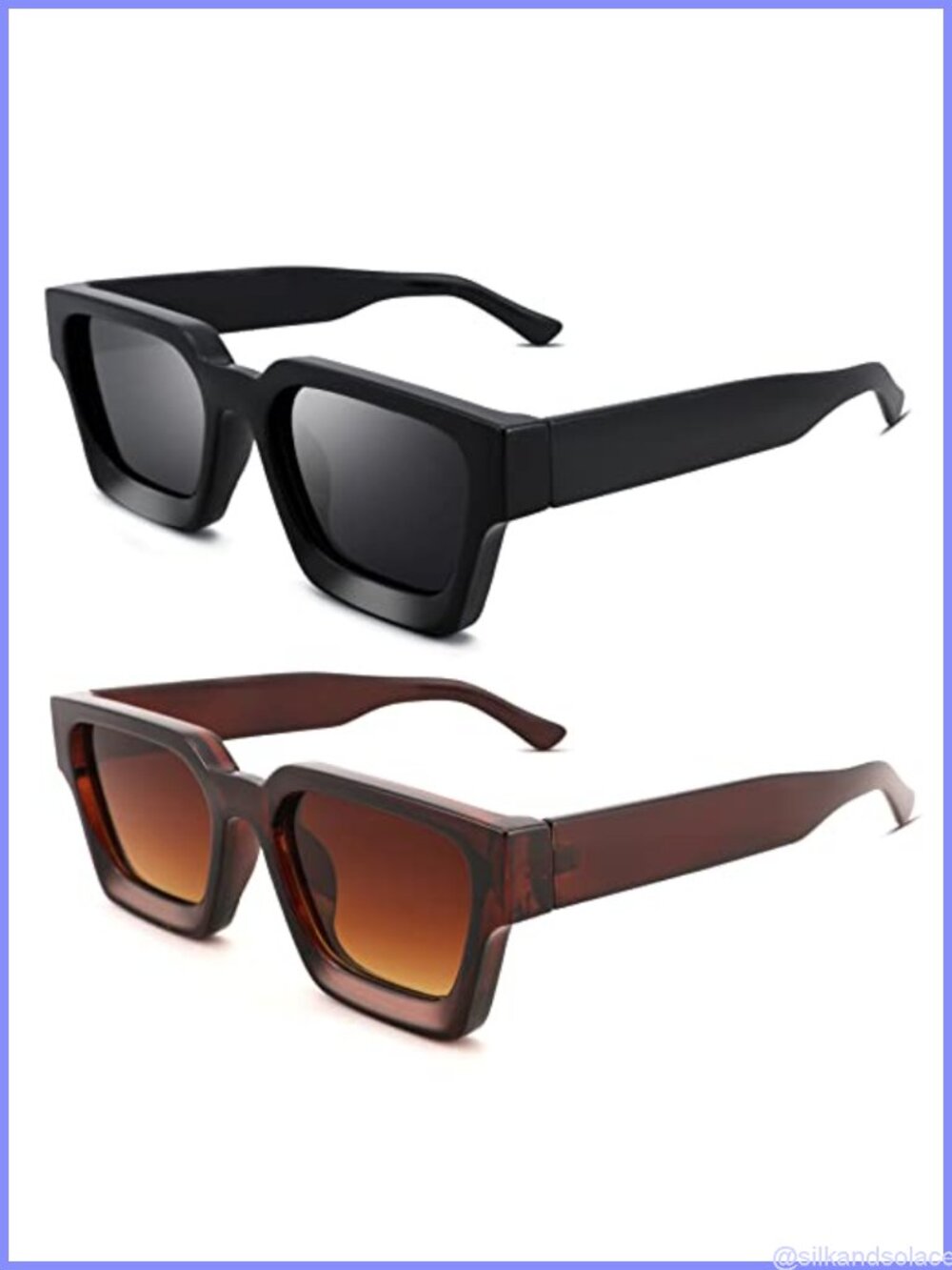 Thick Rectangle Sunglasses Chunky Square UV400 Retro Shades Unisex